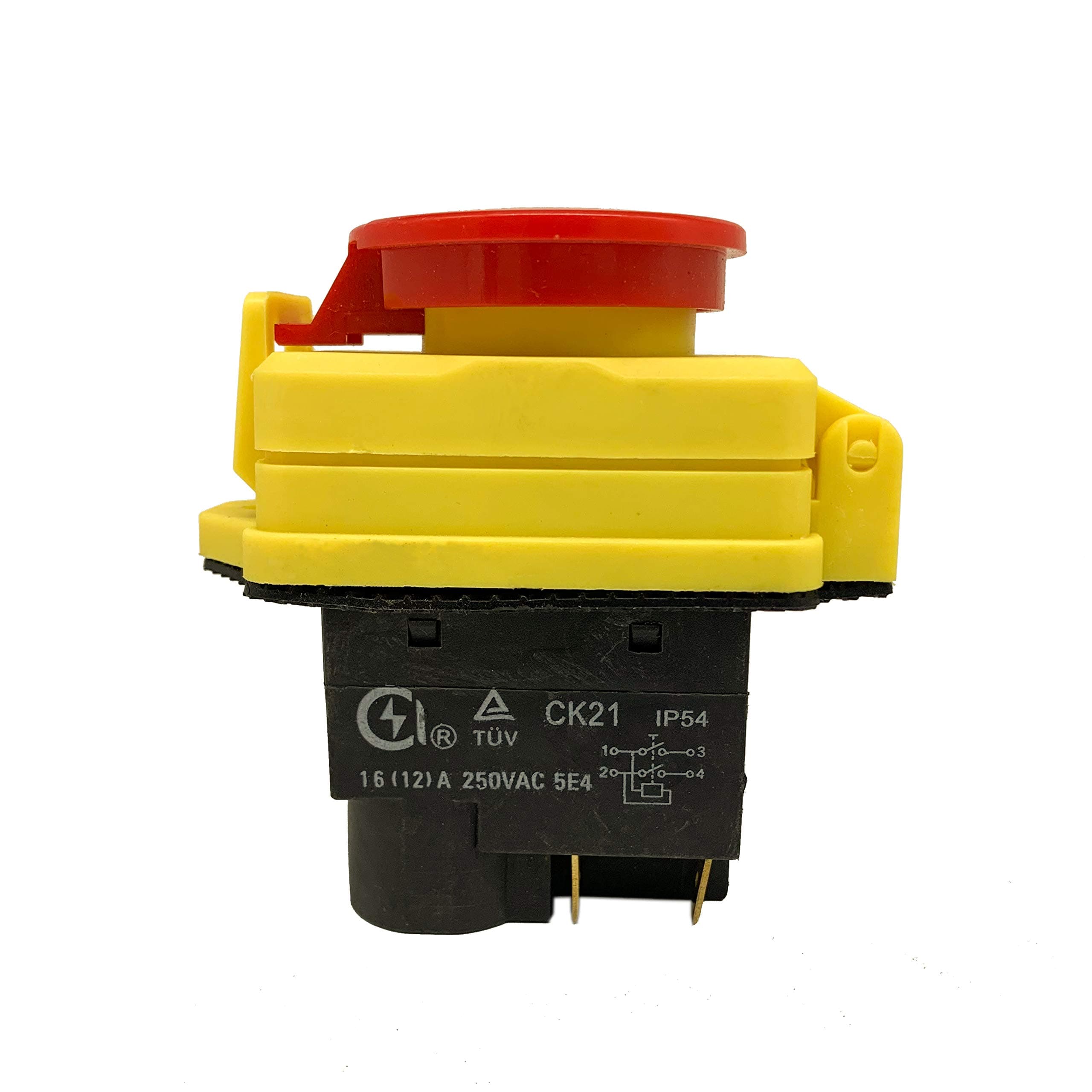 GOZAR 250V 16A KJD17B IP54 NVR Switch With Emergency Stop 4 Pin Dustproof Waterproof Panel