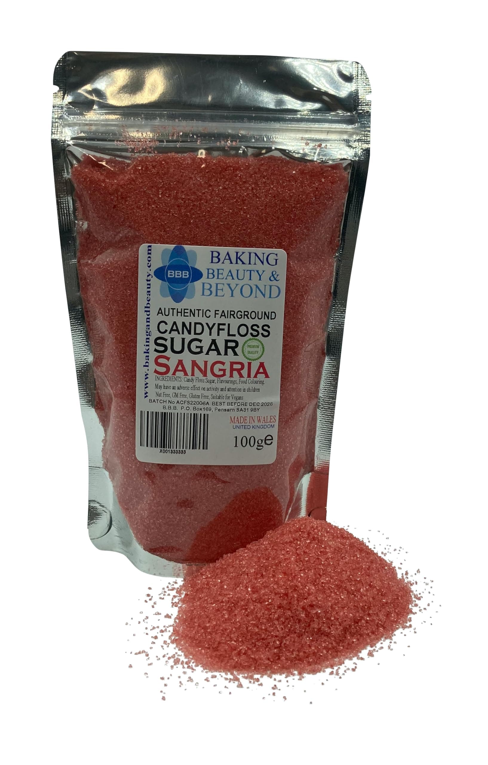 Baking Beauty and Beyond Premium Candy Floss Sugar 100g - Sangria Flavour