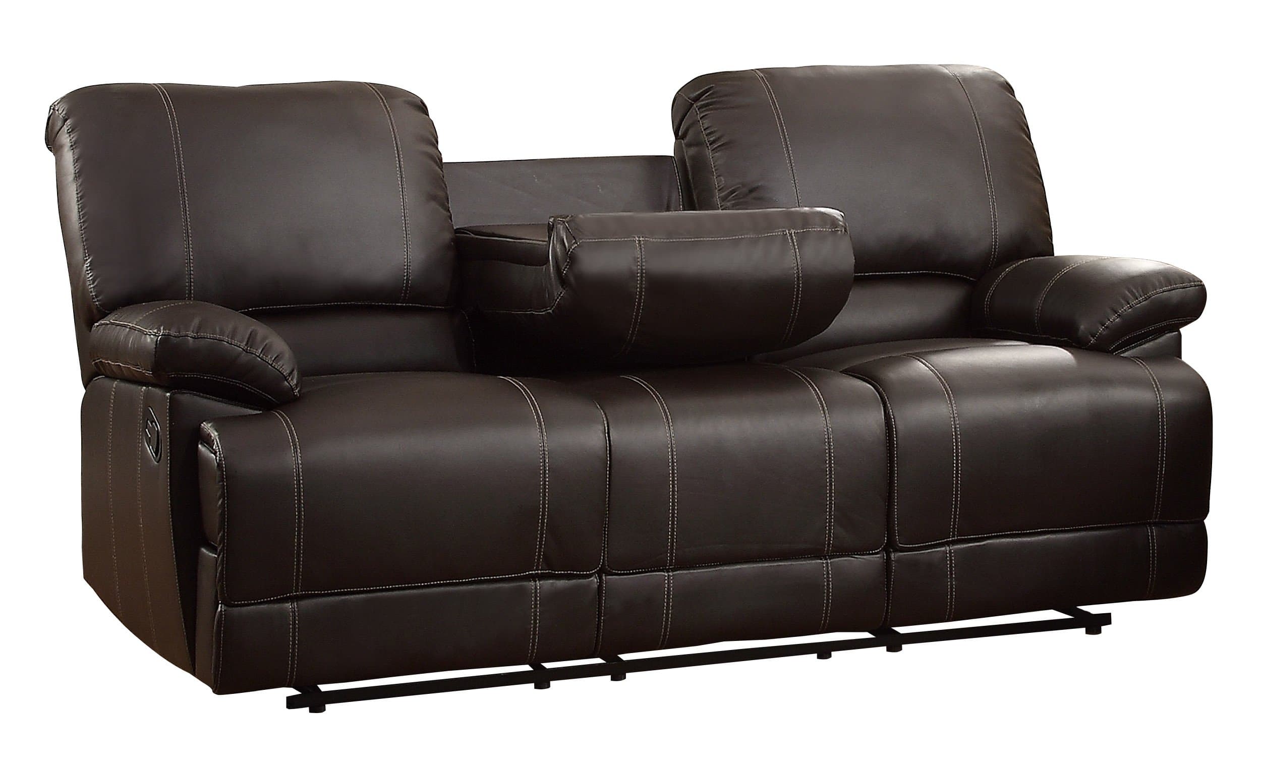 Homelegance Faux Leather Double Reclining Sofa, Brown