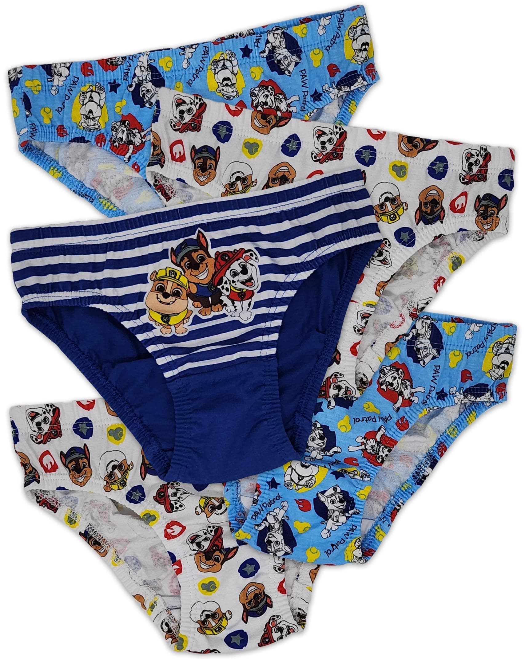 5 Pack Boys 100% Cotton Briefs - Chase, Marshall & Rubble 18m-7y