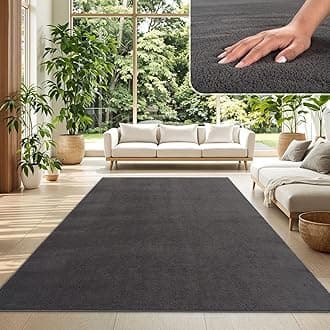 TT Home Large Rug Short Pile Monochrome Modern Design Washable, colour:Anthracite, Size:120x160 cm