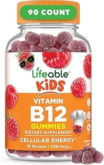 Lifeable Vitamin B12 for Kids | 1000 mcg | Great Tasting Vitamin B12 Gummies | Gluten Free, Vegan B12 Vitamins | B12 Vitamins for Energy, Mood and Nervous System Support | 90 Gummies