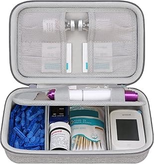 Elonbo Diabetic Supplies Travel Case, Glucose Meter Portable Storage Bag, Diabetic Care Kits Organizer Holder, Diabetic Supply Carrying Case for Glucose Meter Insulin Pen Blood Sugar Test Strips,Grey