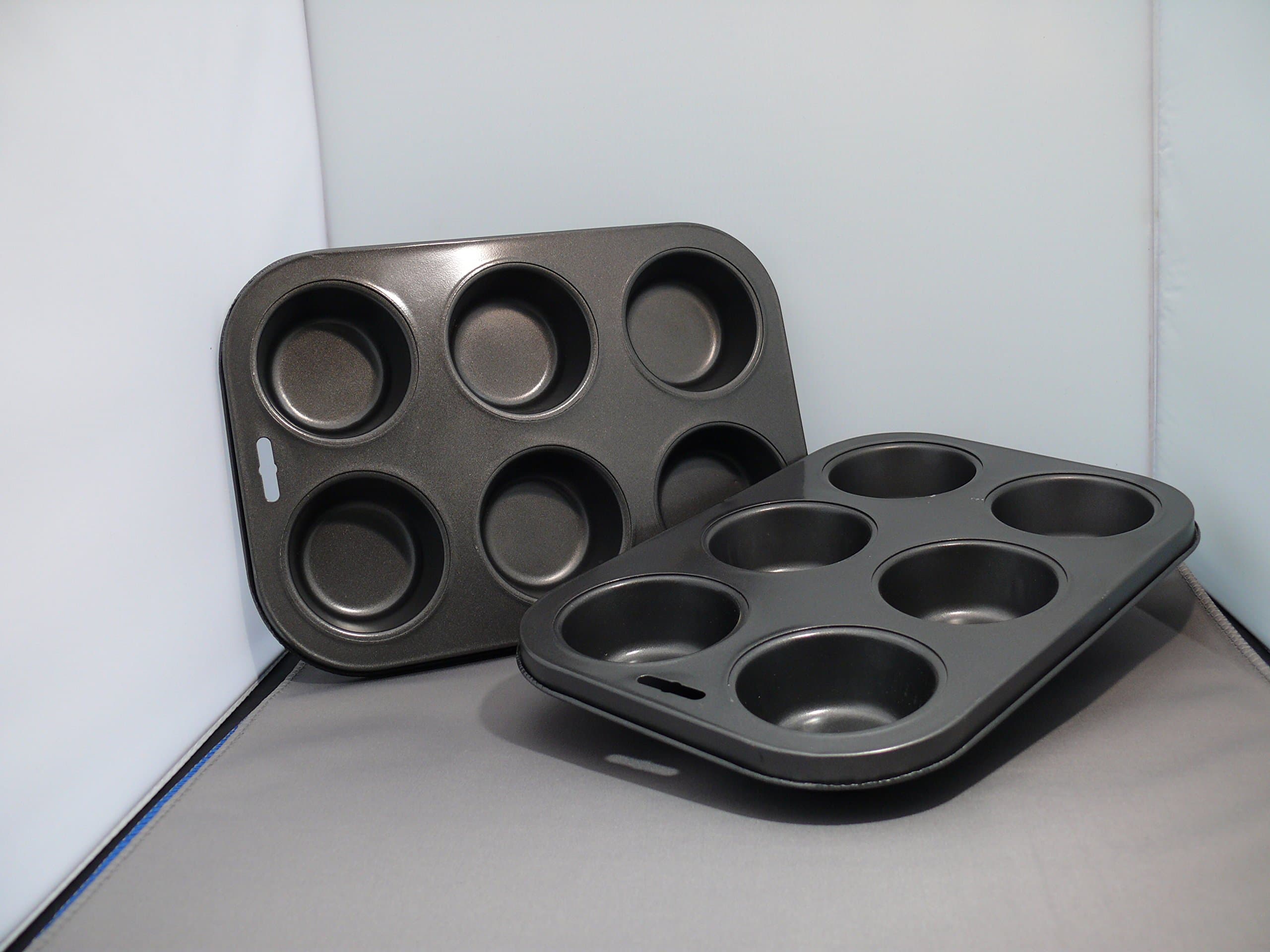 2 x Stainless Steel Muffin Cupcake Baking Pan Deep Tray Tin