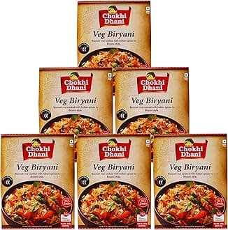 Chokhi Dhani Veg Biryani | Ready to Eat Meals | Just Heat & Eat | Microwave | Stove Top or Hot Water | Ready in 2 Minutes | Pack of 6, 250 gm