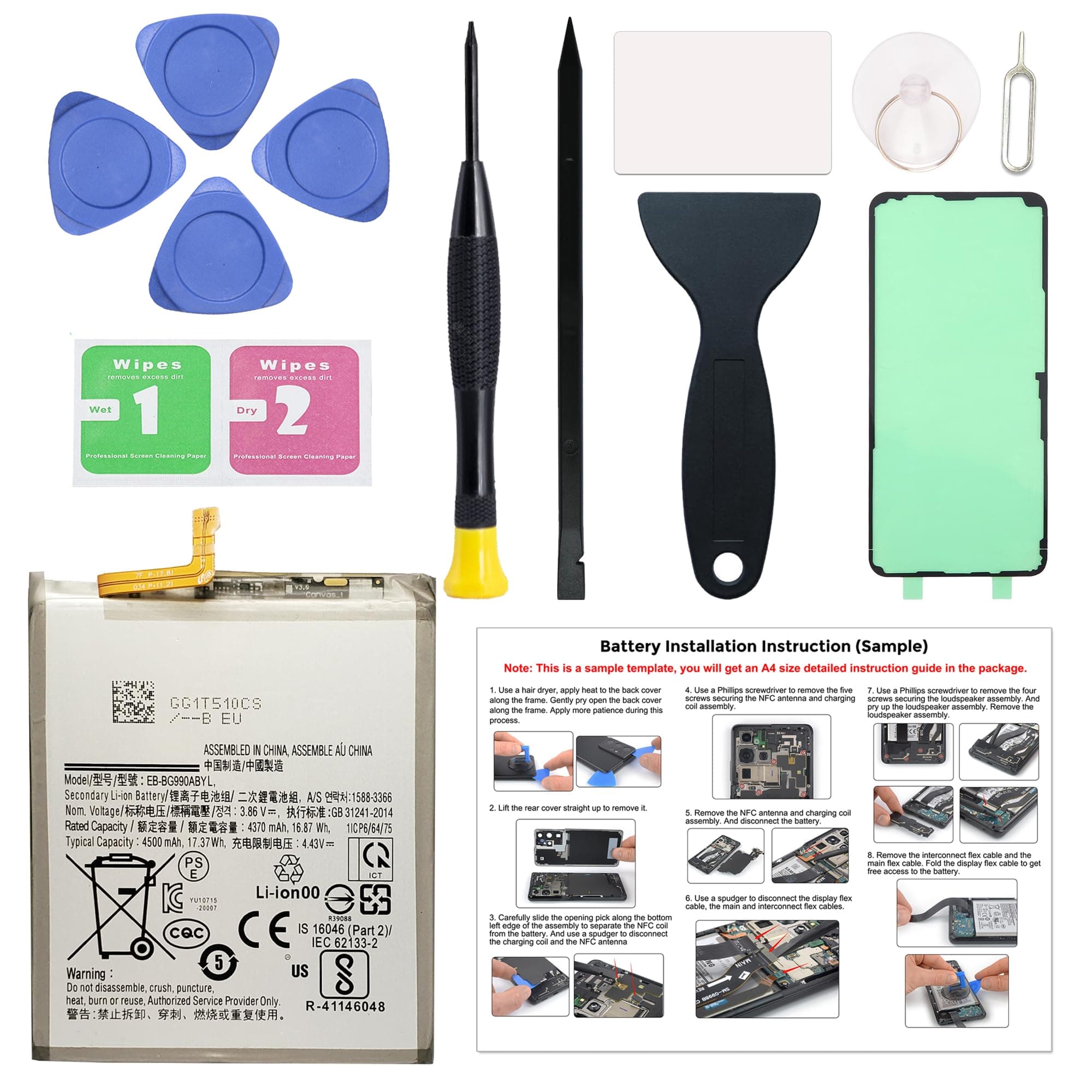 New Upgraded Battery for Galaxy S21 FE, EB-BG990ABY Replacement Battery Compatible with Samsung Galaxy S21 FE, with Repair Tools & Instruction