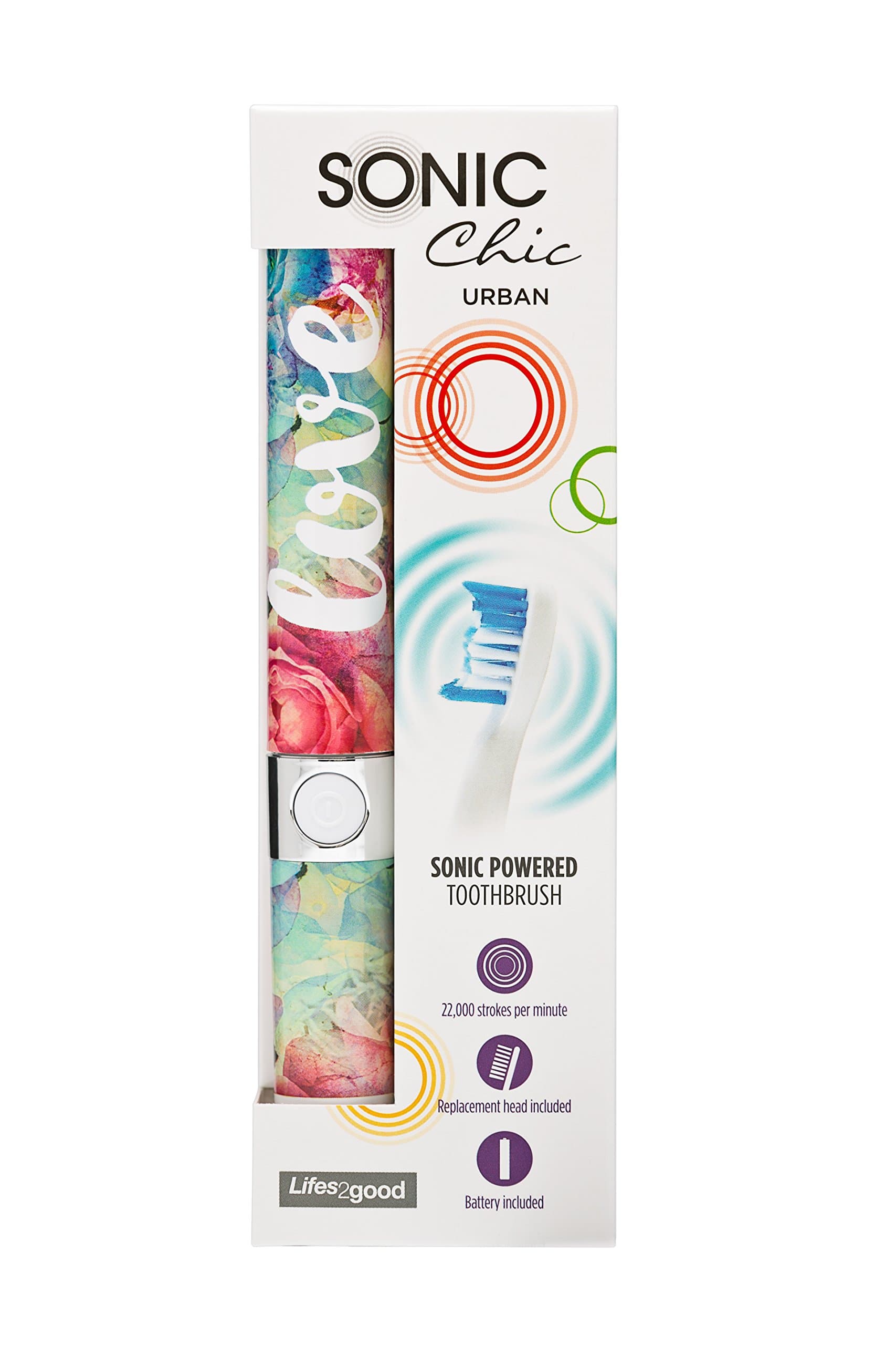 SONIC Chic Urban Travel Toothbrush, Love