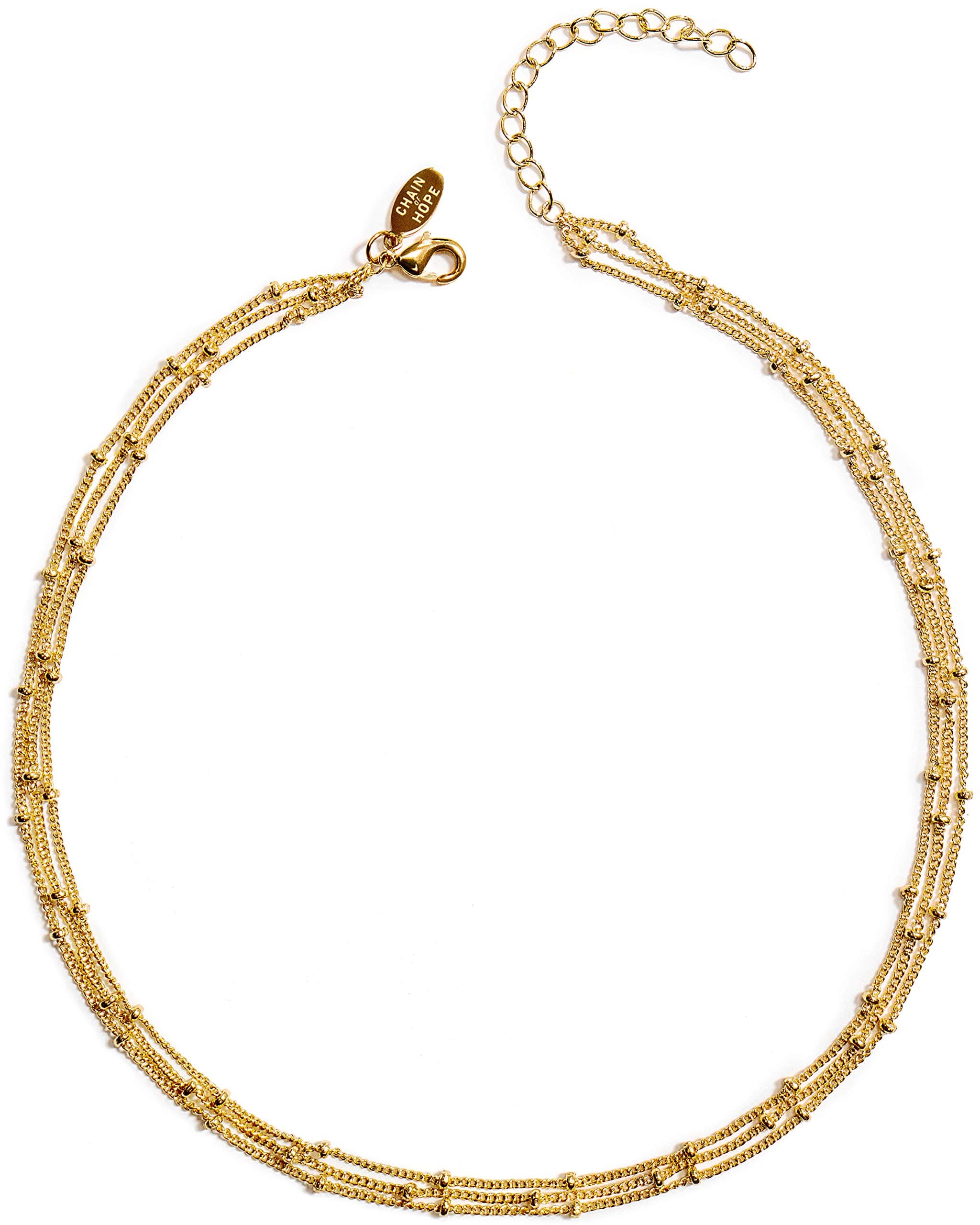 Gold Dipped Triple Chain Choker Necklaces