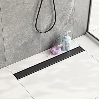 Neodrain 24-Inch Linear Shower Drain,with 2-in-1 Flat & Tile Insert Shiny Black Cover, Rectangle Shower Floor Drain, Floor Shower Drain with Adjustable Leveling Feet, Hair Strainer