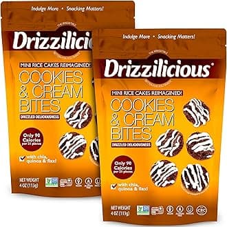 Mini Flavored Rice Cakes Cookies & Cream - Rice Crisps, Healthy Snack for Adults and Kids, Vegan, Gluten Free Snack, Allergen Free, Only 90 Calories Per 21 Pieces - 4 oz (Pack of 2)
