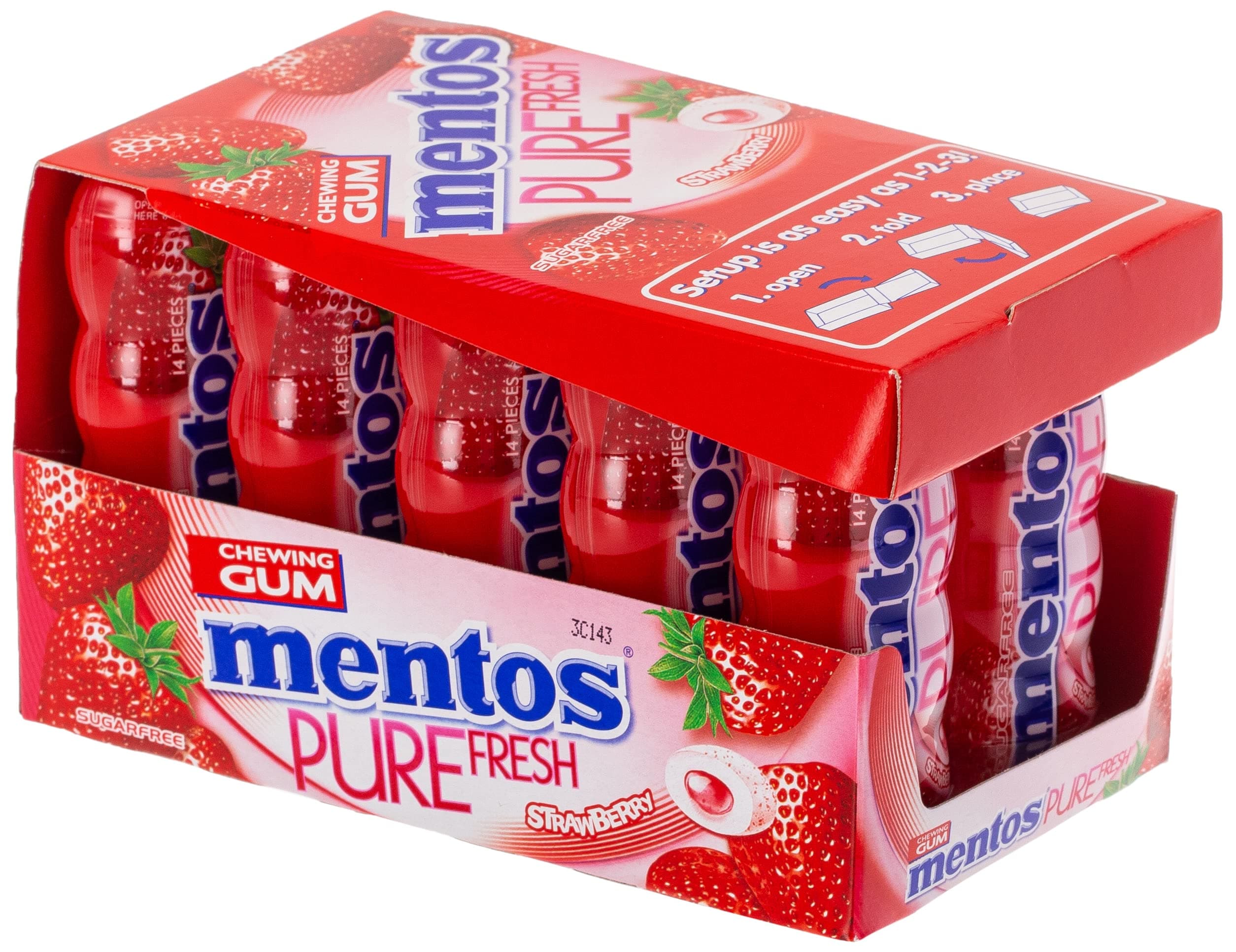 Mentos gum sugar free, juice blast red fruit lime -14 pcs (pack of 10)