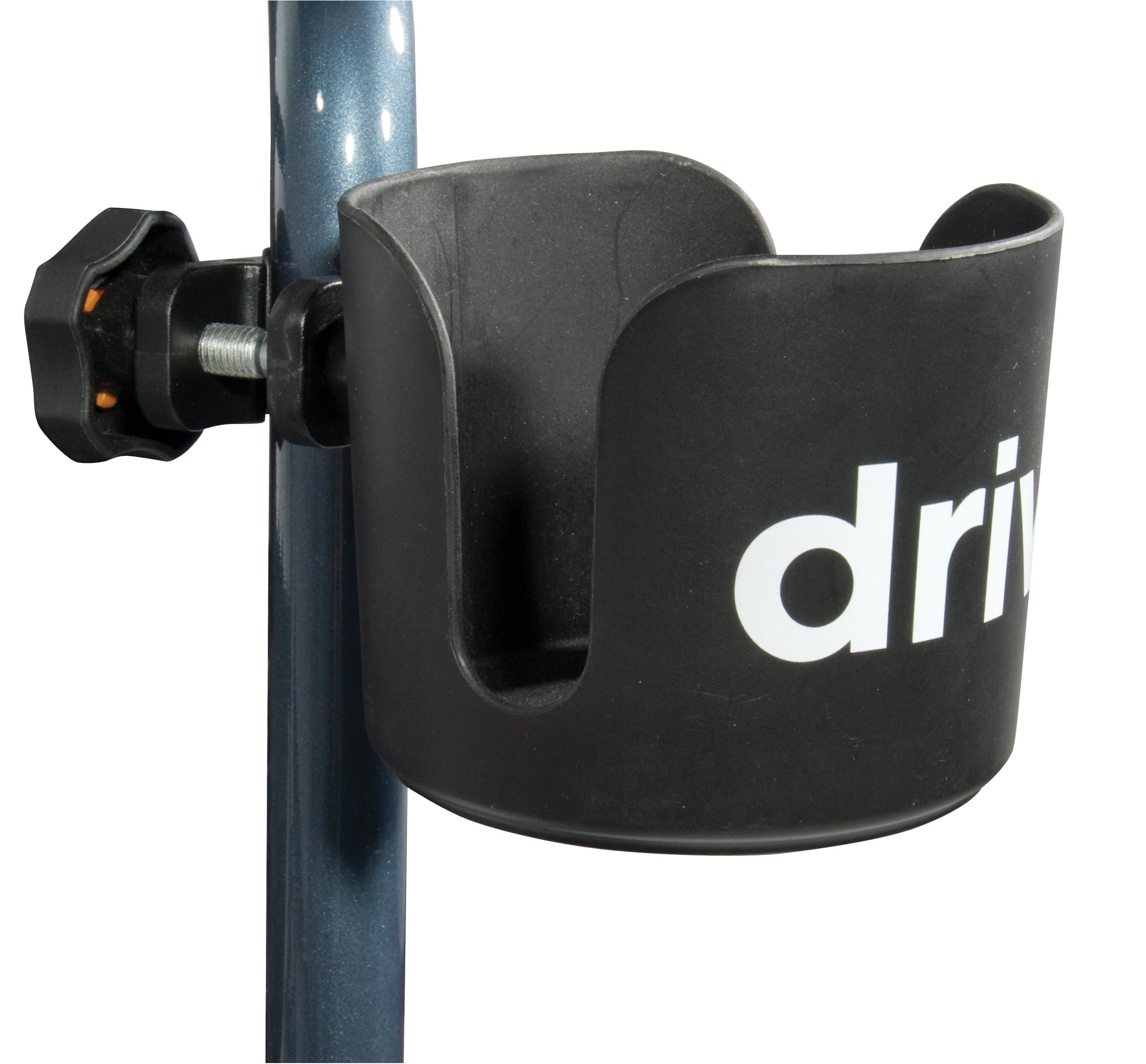 Drive Medical Universal Clamp-On Cup Holder For Walker, Rollator, & Wheelchair, 3 x 3 Inch, Black