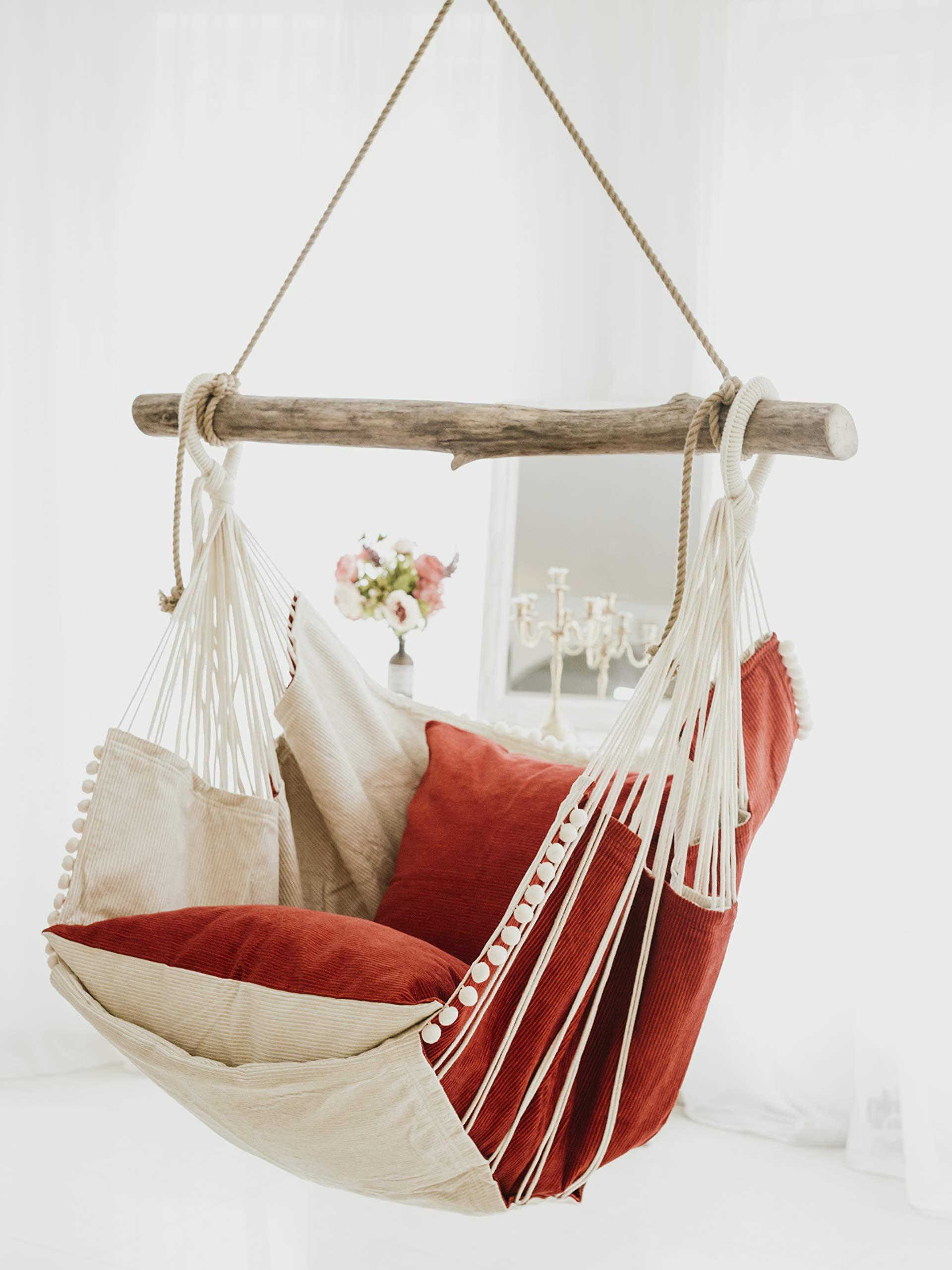 Handmade Hammock chair Red and Beige