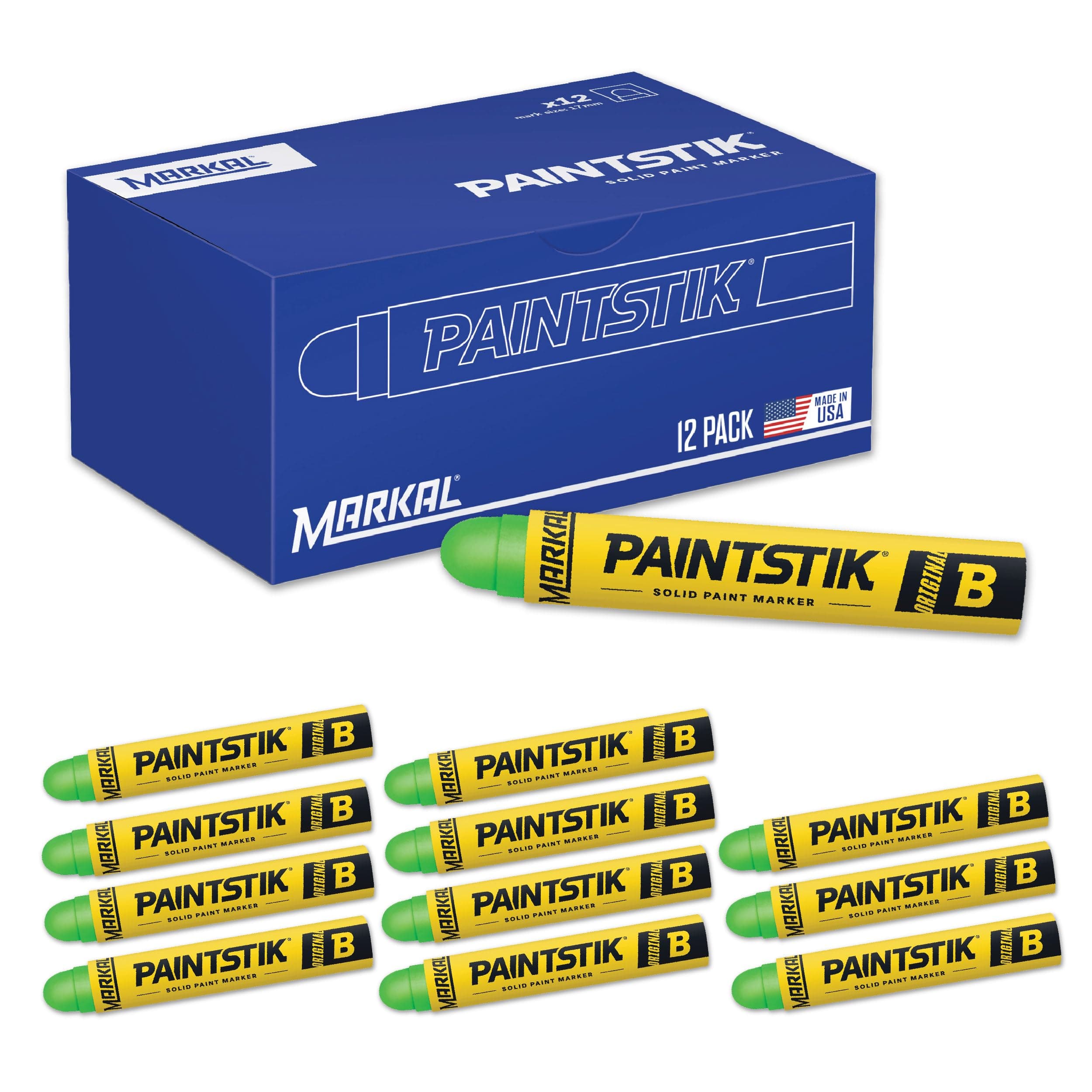 Markal 82836 F Paintstik - Rough Surfaces Solid Paint Marker, Flourescent Green (Pack of 12)