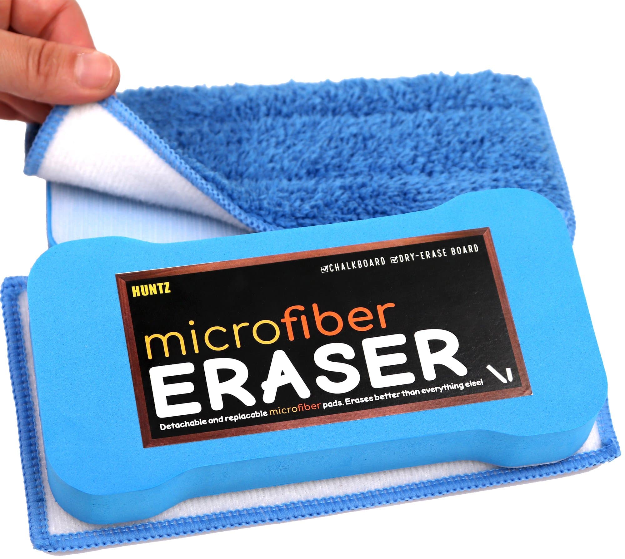 Huntz Chalkboard Eraser, Premium Quality Microfiber Eraser, 2-PACK (Washable & Reusable)