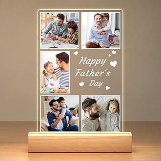 Personalized Gifts for Dad from Daughter and Son, Personalized Collage Picture Frames with Night Light, Custom Acrylic Plaque with Photos, Custom Dad Gifts for Birthday Fathers Day
