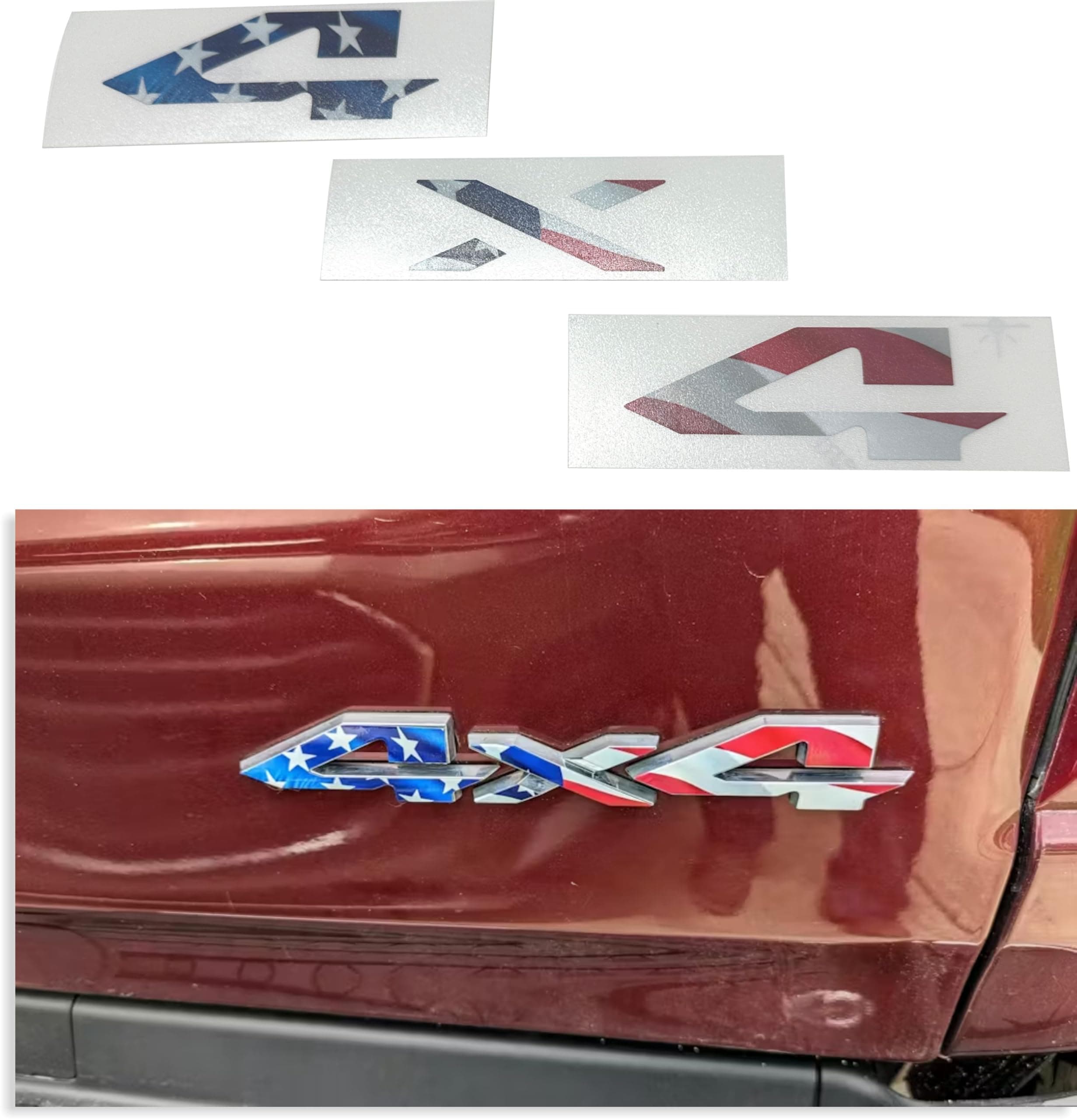 Reflective Concepts 4x4 Emblem Overlay Decal Sticker -Fits: 2019-2026 Ram, NOT for Classic - (Color: American Flag)