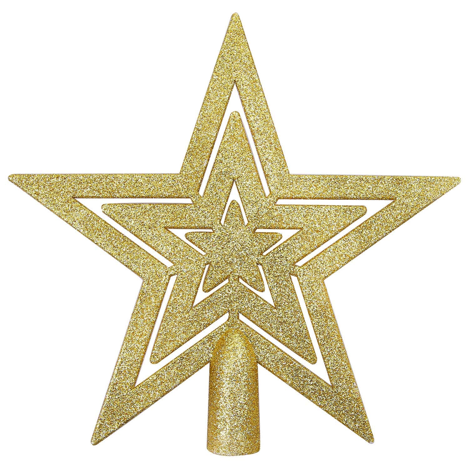20 cm Glitter Christmas Tree Star Top Decoration Christmas Tree Topper Decoration Star Treetop for Christmas Tree Ornament (Gold)
