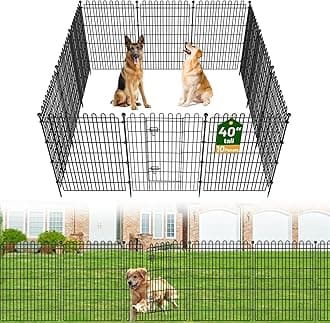 10 Panels No Dig Decorative Garden Fence with Gate for Yard, 40 in(H) X 23.6 ft(L) Animal Barrier Fencing for Outdoor Dog, Metal Portable Garden Fences for Borders, Pets, Landscape, Temporary Fence