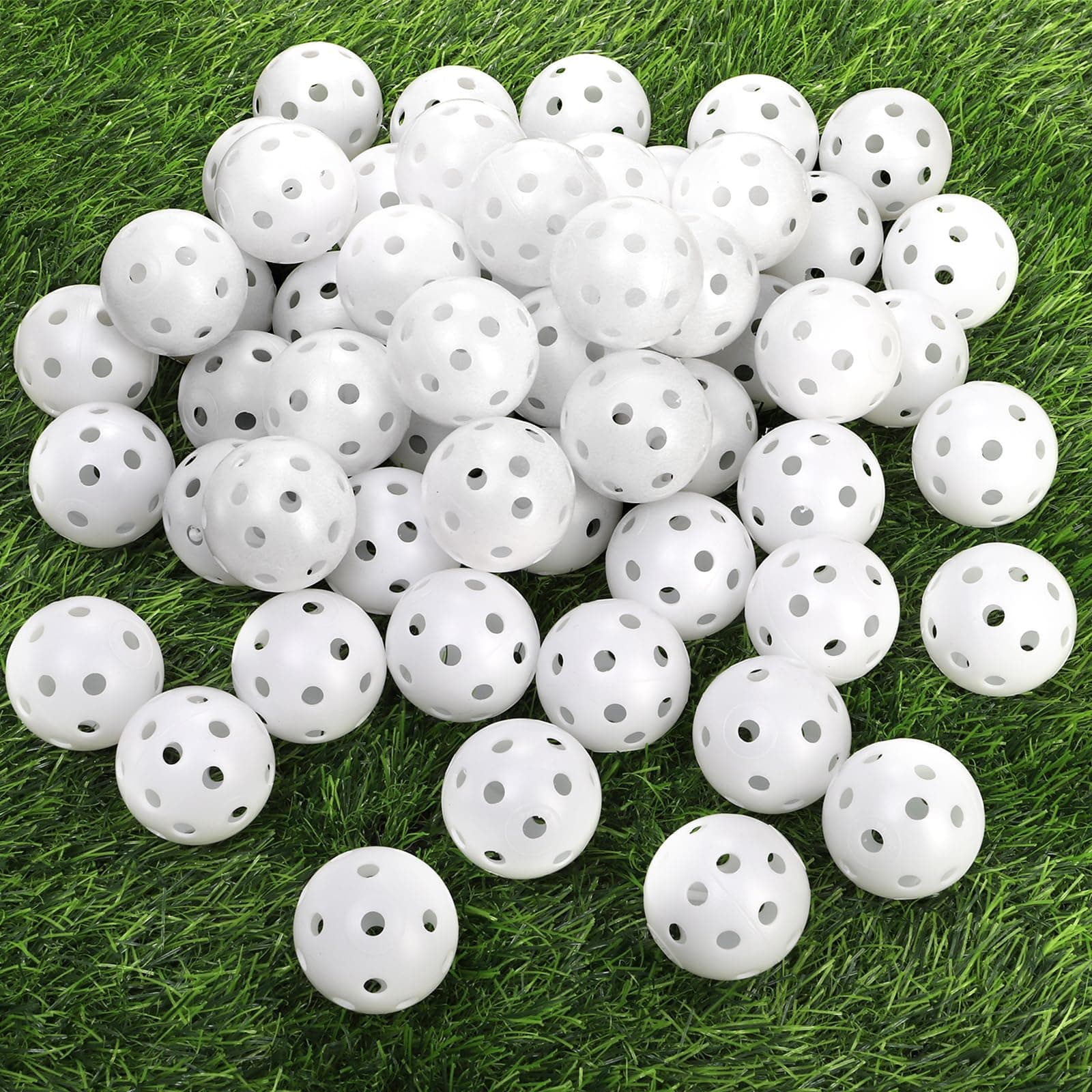 Tebery 100 Pack White Plastic Golf Training Balls - Airflow Hollow 5 Inch Wiffle Golf Balls for Driving Range, Swing Practice, Home Use