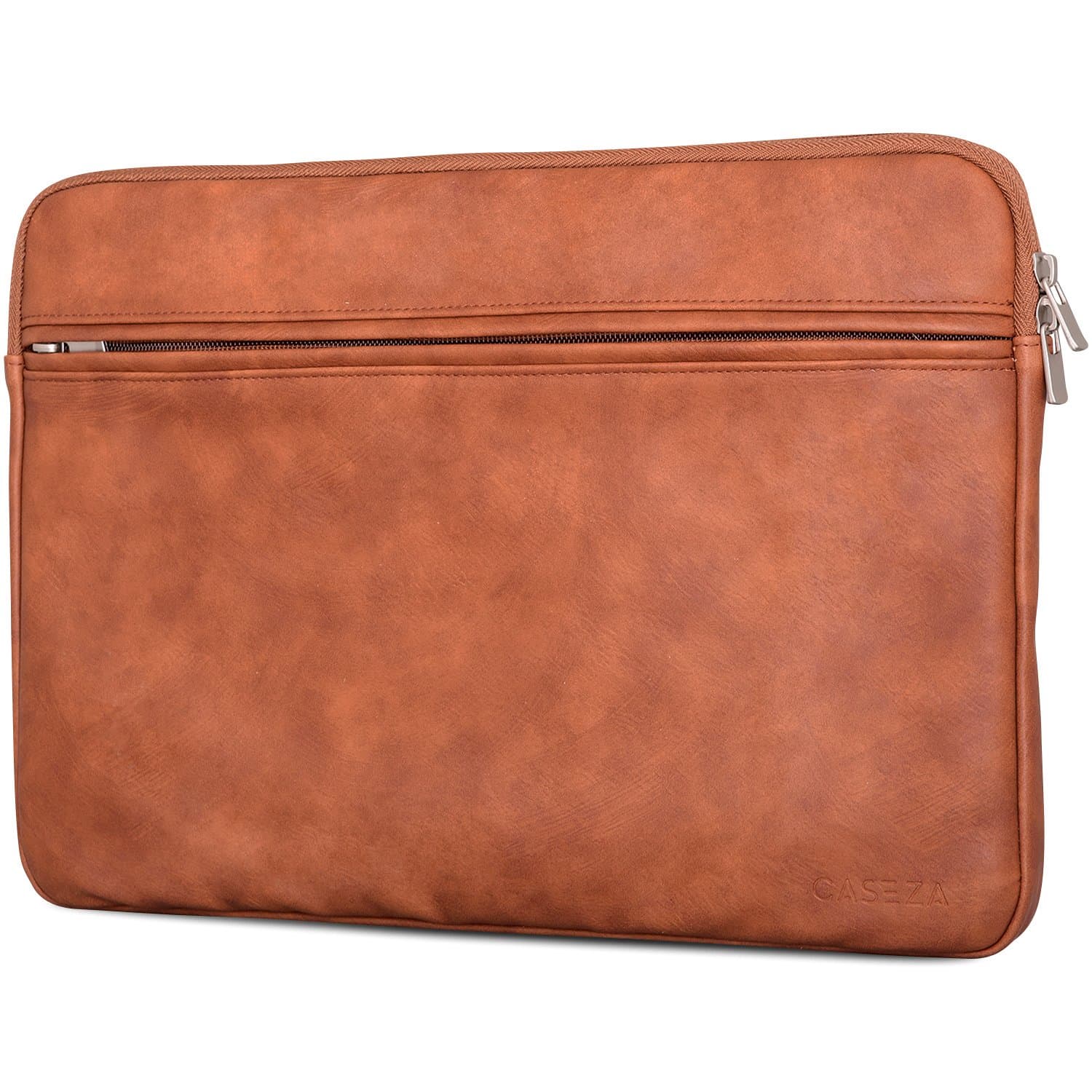 CASEZA "Boston" MacBook Air 13 & Pro 13 PU Leather Laptop Sleeve Brown - Premium Vegan Leather Case for 13 Inch Notebook - Bag also fits Microsoft Surface Book - Soft Protection & Classic Style