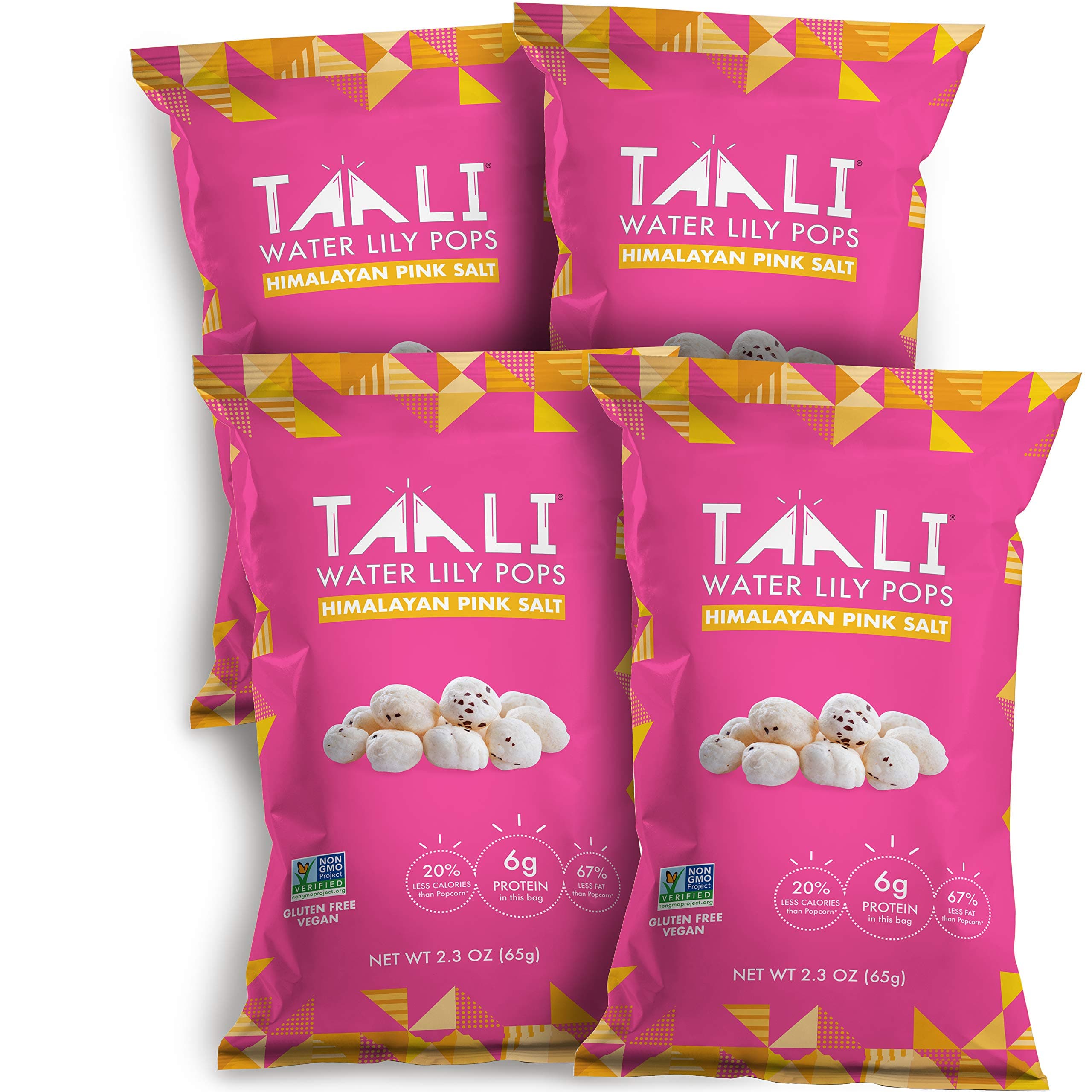 Taali Himalayan Pink Salt Water Lily Pops (4-Pack) - Classic Flavor from The Mountains | Protein-Rich Roasted Snack | Non GMO Verified | 2.3 oz Multi-Serve Bags