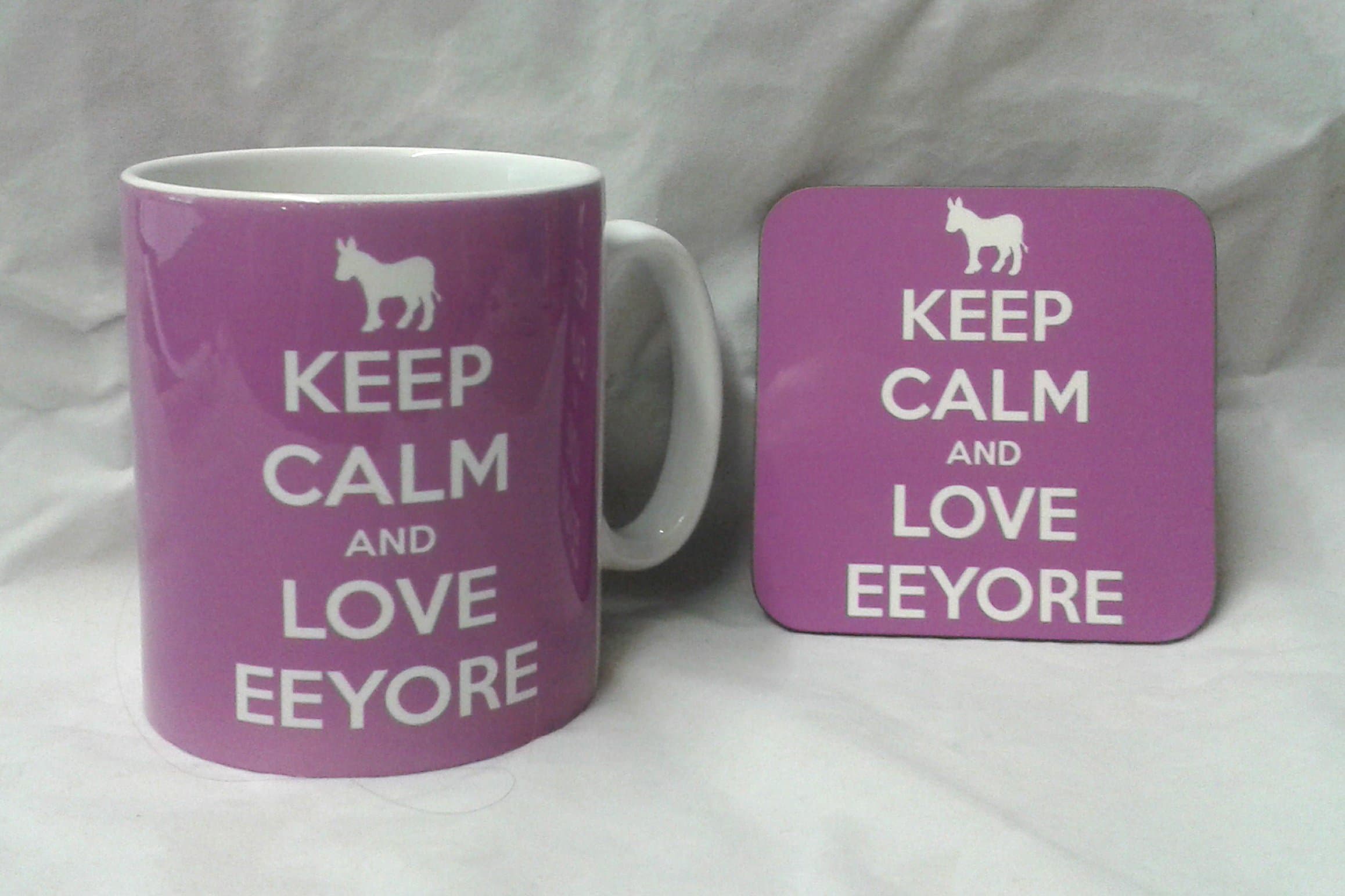 Keep Calm and Love Eeyore - Ceramic Photo Mug and Coaster