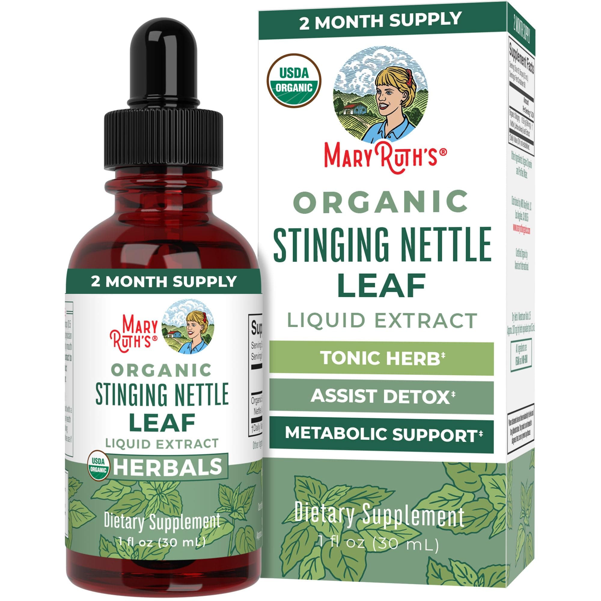 MaryRuth Organics USDA Stinging Nettle Leaf by | Urtica Dioica Leaf Liquid Herbal | Metabolic & Detox Support | Non-GMO, Vegan, Alcohol Free Tincture,1oz