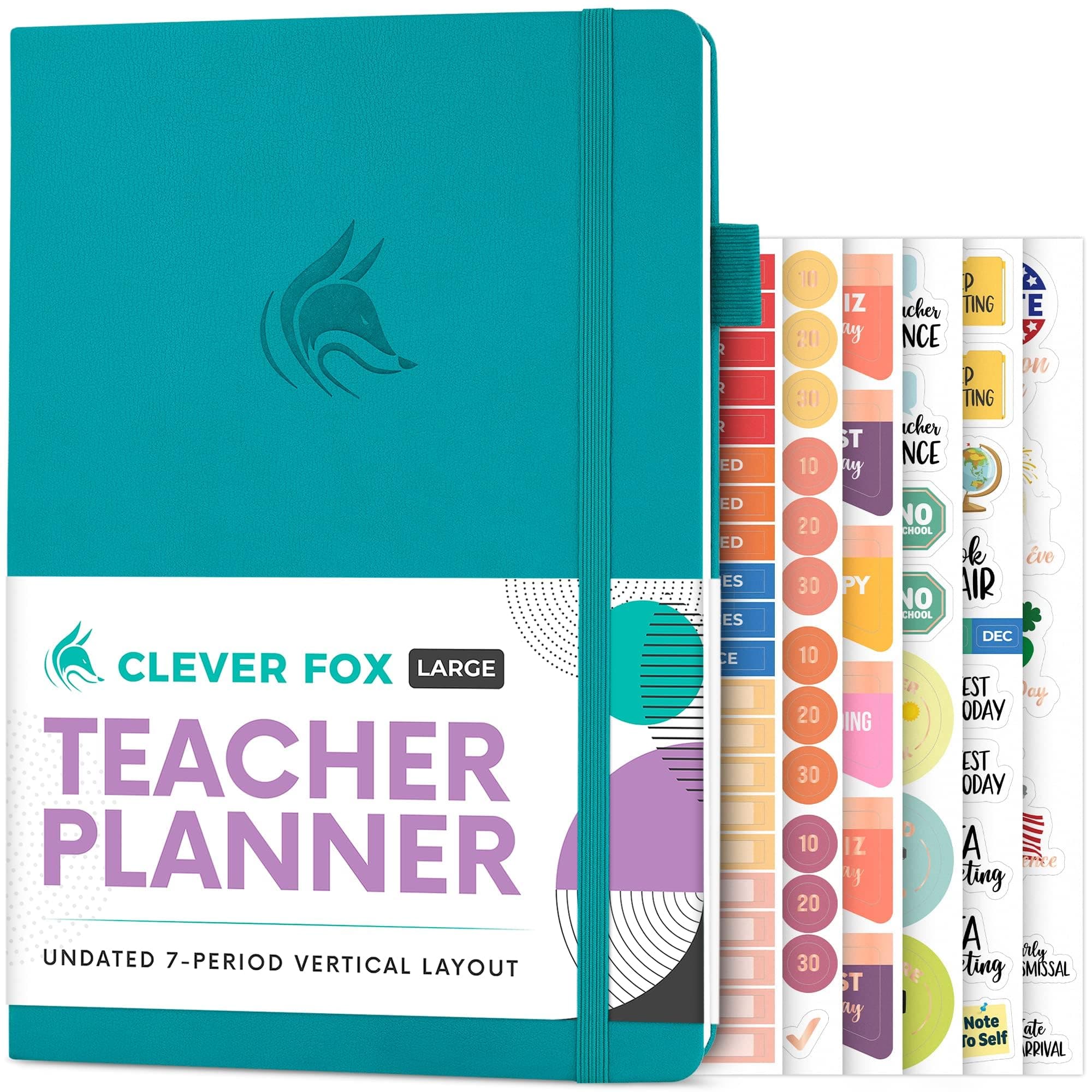 Teacher Planner – School Year Planner with Calendars & Lesson Plans – Teacher Plan Book for Classroom & Homeschool Organization - Undated, 7x10″, Hardcover (Turquoise)