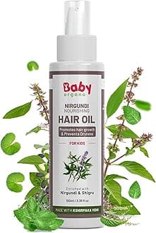 Babyorgano Nirgundi Nourishing Hair Oil for 3+ Years Kids - 2X Stronger Healthy Hair Growth | Prevents Dryness | Made with Shigru,Japapushpa | Stimulates Hair Roots 100% Ayurvedic - 100ml