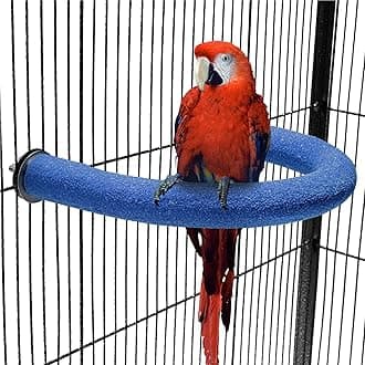 U Shape Parrot Perch Stand Toy Bird Platform Sand Paw Grinding Clean Stick Exercise Conure Budgie Cockatiel Cage Accessories (Blue)