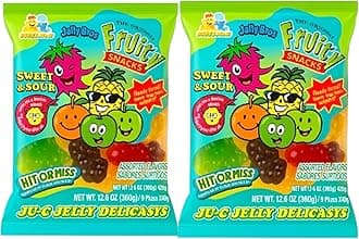 Fruiti Snacks hit or miss, Assorted Fruit Flavored tik tok Jelly Candies, 12.6 oz, 9 Pieces, 2 pack (SOUR)