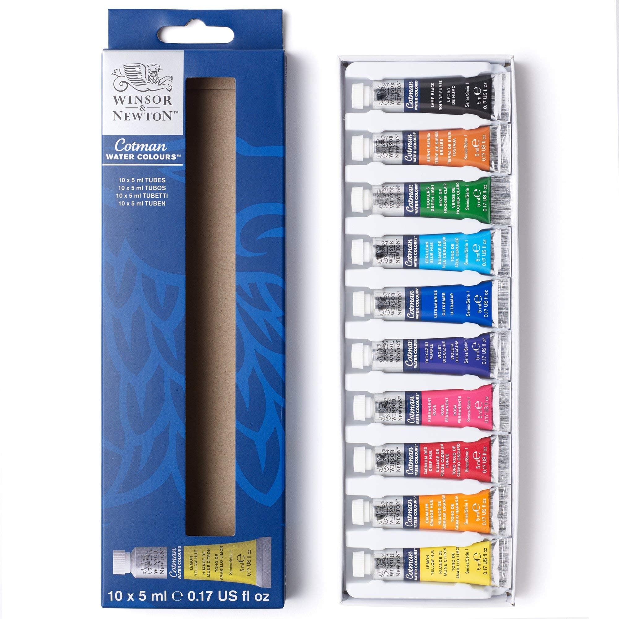Winsor & Newton Cotman Watercolor Paint Set, 10 Colors, 5ml (0.17-oz) Tubes, 0.17 Fl Oz (Pack of 10)