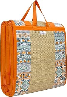 Home Tex LifeKora Grass Cushion Sleep Healthy, Easy Portable and Folding Mat (Urban Tribe,4 X 6 Ft,18 Mm Thickness)