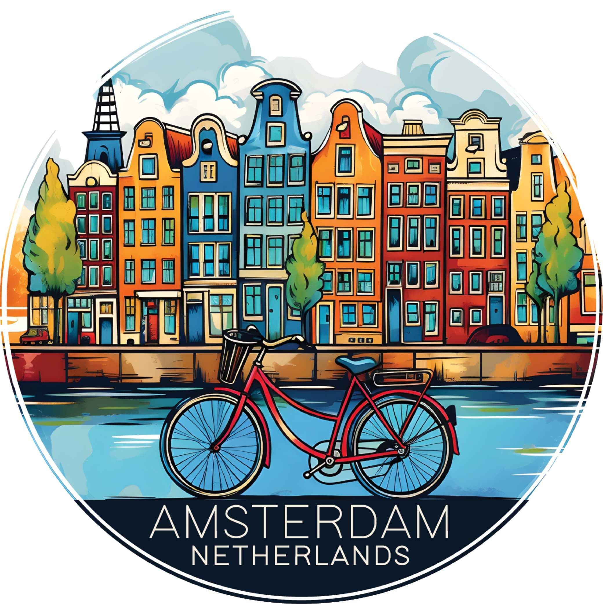 Amsterdam Netherlands Design D Souvenir Decorative Flat Magnet 2-Inch