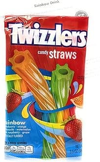 Twizzlers Rainbow Candy Twist Straws, 3.5 oz (1) w Bonus ThisNThat Recipe Card