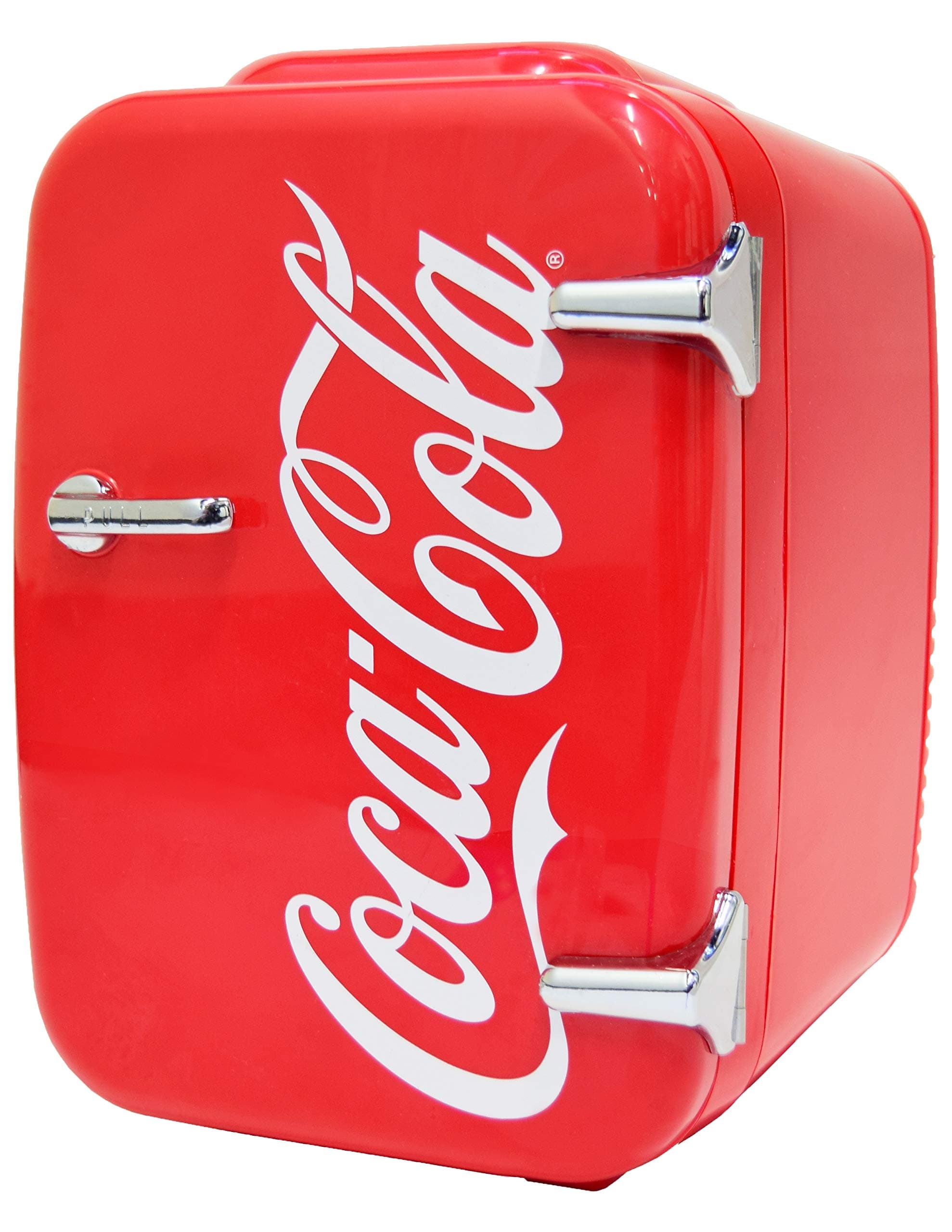 Retro Coca-Cola Mini Fridge for Bedroom - Car, Office Desk & College Dorm Room - 4L/6 Can 12V Portable Cooler & Warmer for Food, Drinks & Skincare - AC/DC and Exclusive USB Option (Coke, Red)