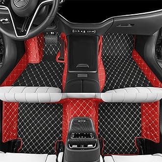 Custom car Floor mat is Compatible for Mercedes-Benz，to All Models for Benz (2000-2025) C260/C200/S500/ A260/ B200，Luxurious ‌All-Weather car Floor MATS. (Black Rice & Red)