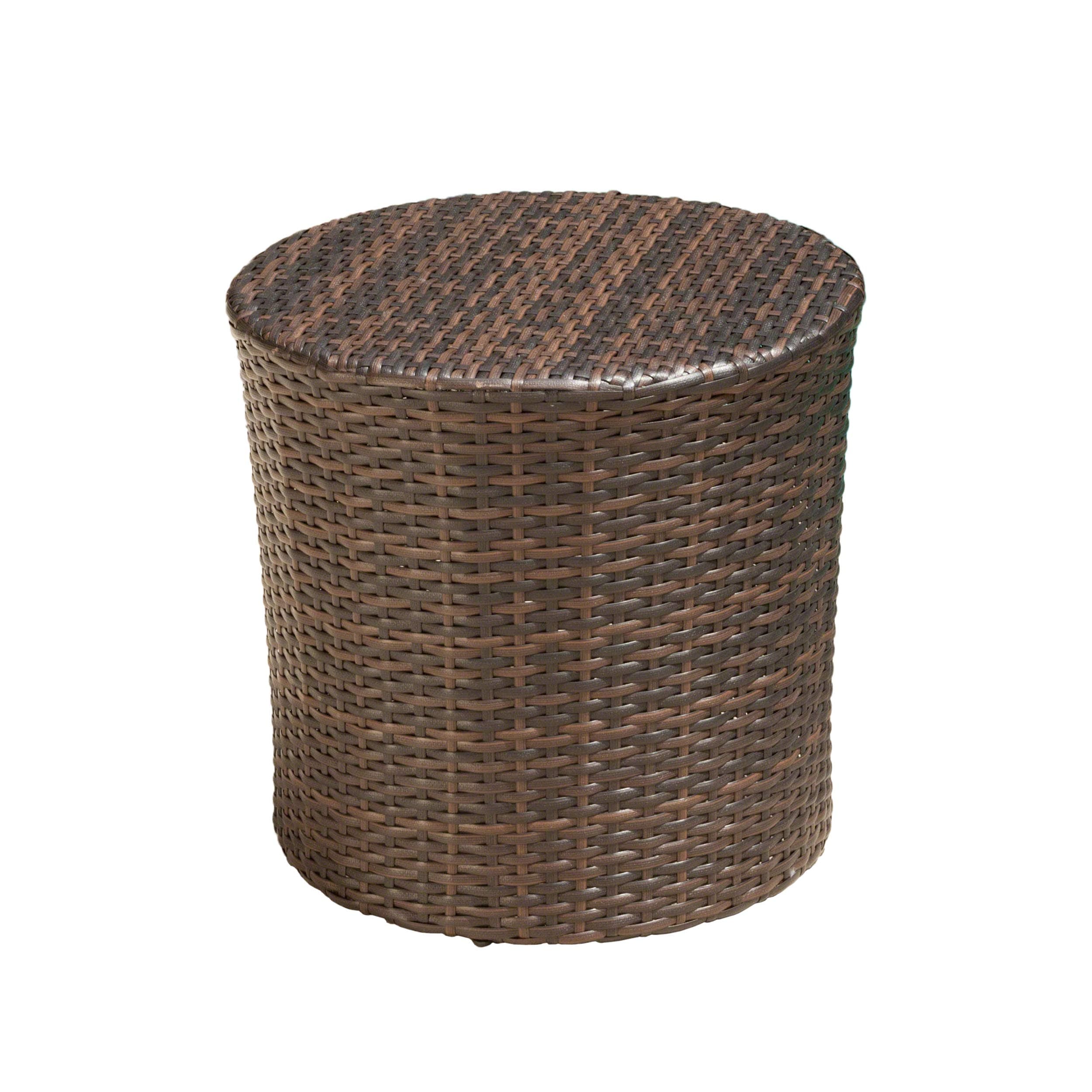 Christopher Knight Home Overton Outdoor Wicker Barrel End Table, Neutral, 16.75" H x 17.5" W x 17.5" D