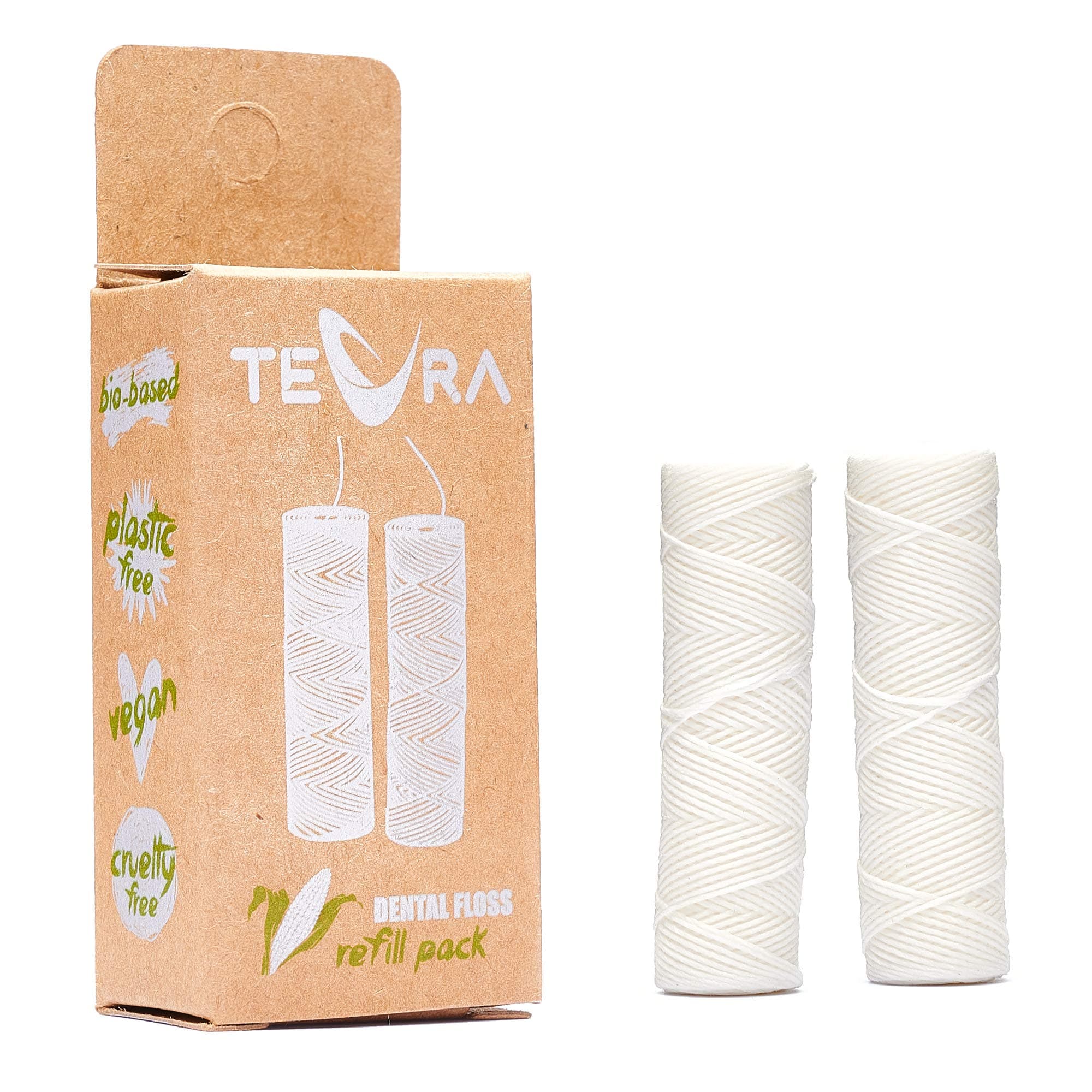 Vegan Dental Floss Refill by TEVRA – Vegan Floss Refills with Refreshing Mint and Ginger Flavour – Contains 2x30m Refills