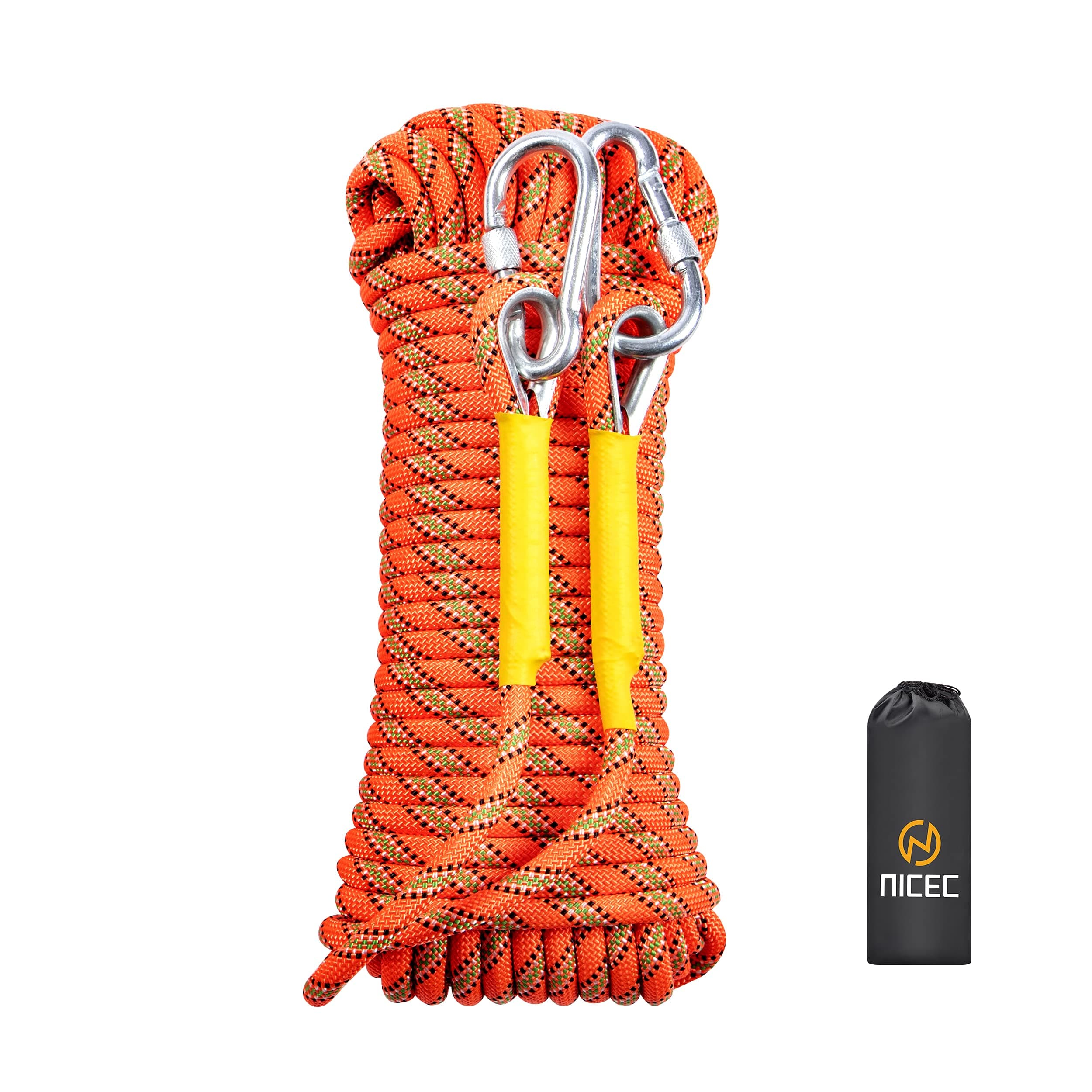 Nice C Climbing Rope, Rescue Rope, Construction Rope, Rock Climbing Rope, Static 10mm 32ft/64ft/96ft/160ft/230ft/500ft/985ft/1000ft with Carry Bag (Orange, 10M(32ft))
