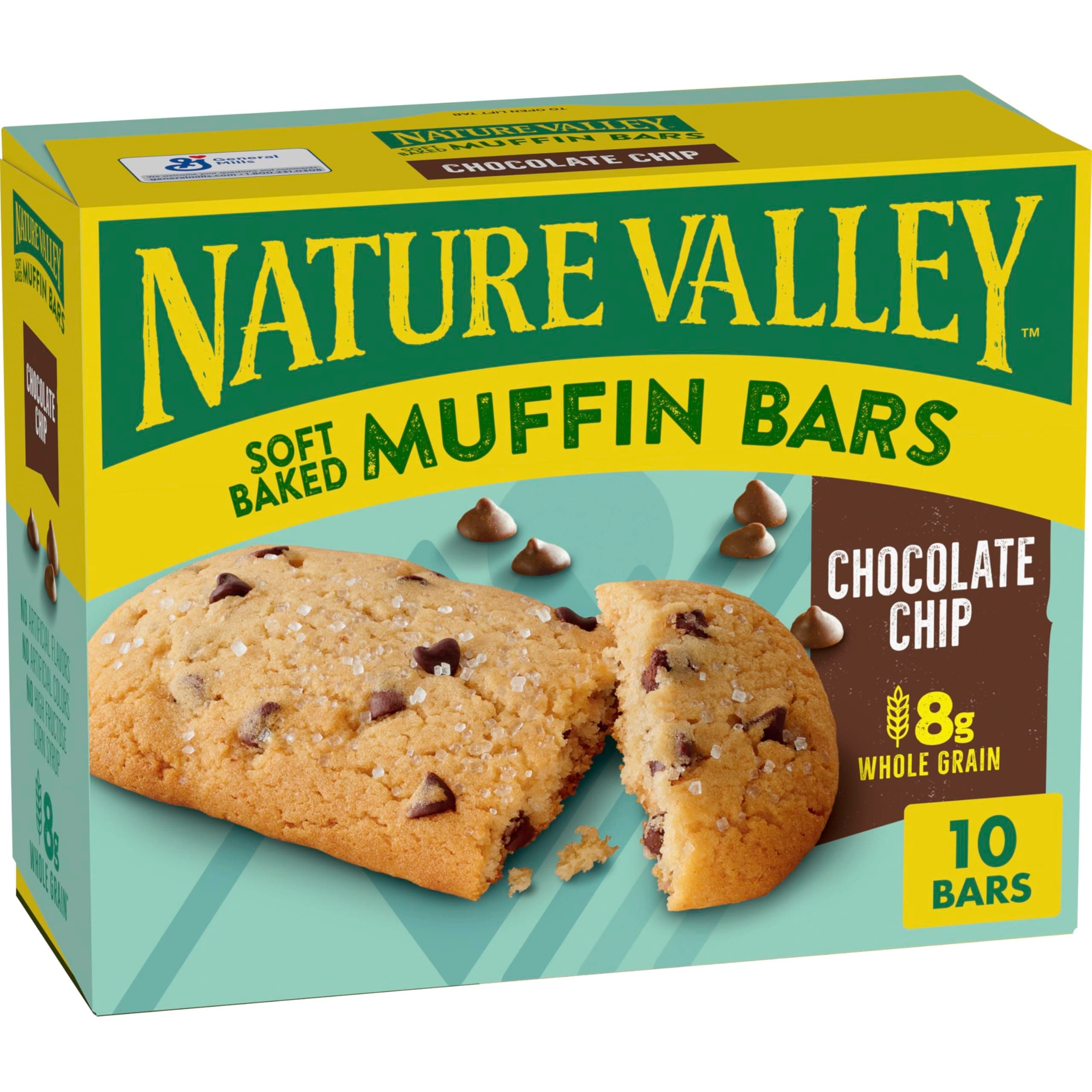 Nature Valley Soft Baked Muffin Bars, Chocolate Chip, Snack Bars, 10 Bars, 12.4 oz