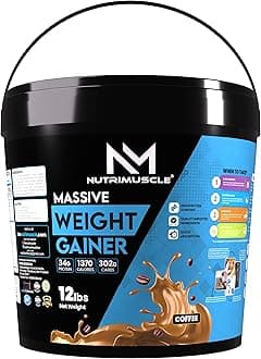 Nutrimuscle Massive Weight Gainer - 12 lbs - 5.44 Kgs - Coffee Flavour For Weight & Mass Gain