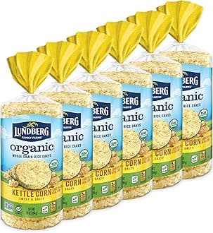 Lundberg - Organic Kettle Corn Brown Rice Cakes, Healthy Snack for the Whole Family, Kosher, USDA-Organic, Gluten-Free, Vegan (10 oz, 6-Pack)