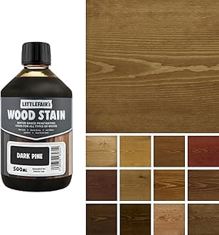 Littlefair's Wood Stain Water Based - 500 ml - Indoor Furniture Stain Light & Dark Finishes - Special Non Toxic & Eco Friendly Formula - Wood Stain for Crafts - Colour: Dark Pine