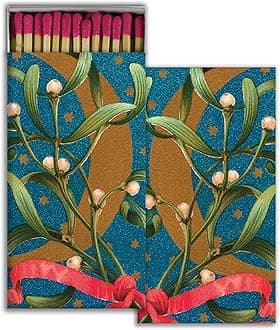 Mistletoe Moons Decorative Matchboxes with Wooden Matches - Great for Lighting Candles, fireplaces, Grills and More | Set of (6)