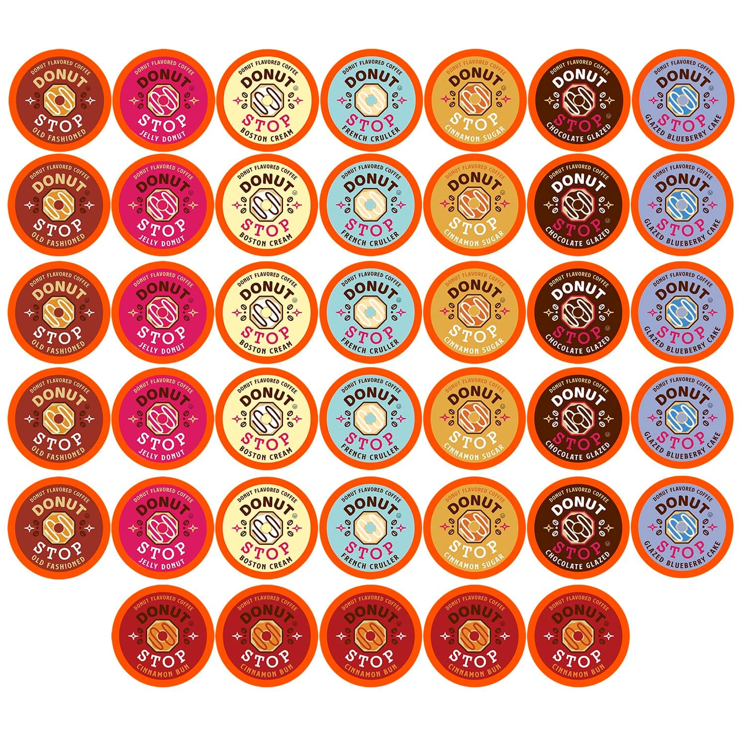 Flavored Coffee Pods, Compatible with 2.0 K-Cup Brewers, Donut Flavor Coffees, Assorted Variety Pack, 40 Count