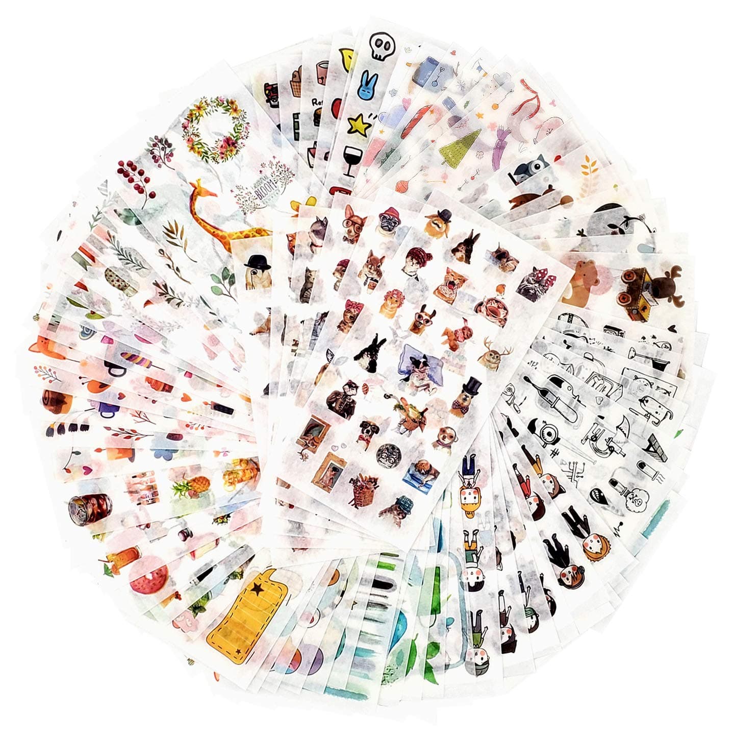 Mayplous 12 Pack Washi Sticker Set, 72 Sheets Decorative Washi for Journals, Planners, Scrapbooks, DIY Cards, Albums & Craft Projects (Innocence)