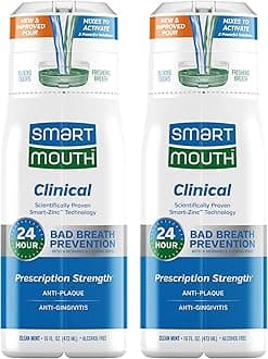 SmartMouth DDS Activated Clinical Mouthwash - Adult Mouthwash for Fresh Breath - Gingivitis & More - Clean Mint Flavor, 16 fl oz (2 Pack)