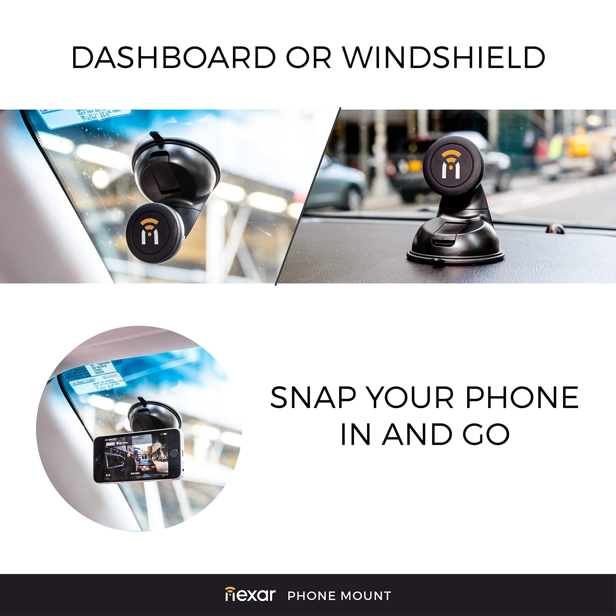 Car Phone Mount - Cell Phone Holder for Your iPhone | Recommended for The Nexar Dash-cam App